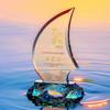 Customized Sailing Crystal Trophy, Five Point Star, Excellent Employee, Company Annual Meeting Award, Souvenir, Decor Medal, 1Pc