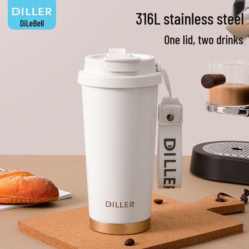 Diller Bärbar Keramisk Isolerad Resemugg med Sugrör