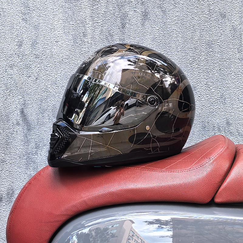 ORZ retro motorcycle helmet, American cruise full helmet, motorcycle with free brim