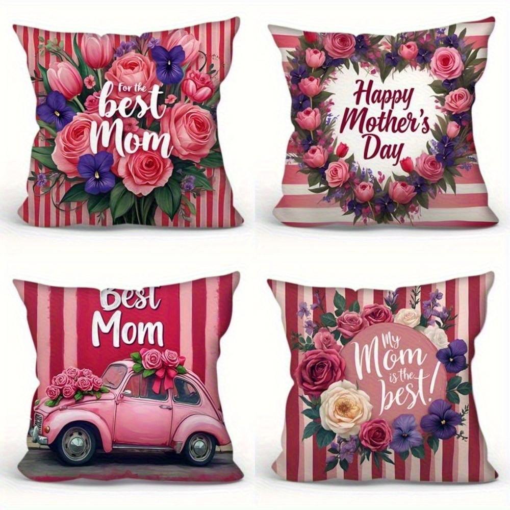 Happy MotherS Day Best Mom Pillows Pattern Cushion Cover Suitable For Sofa Bedroom Car Pillow Cover
