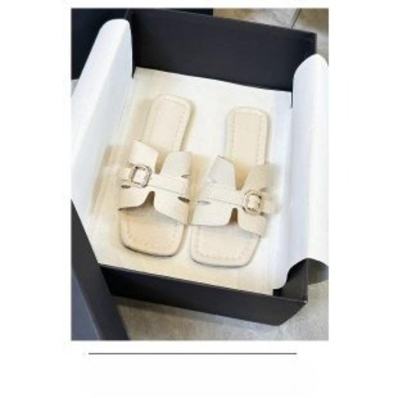 

Новая обувь больших размеров, женские шлепанцы с ремешком-пряжкой, туфли на плоской подошве с квадратным носком 44 бежевый