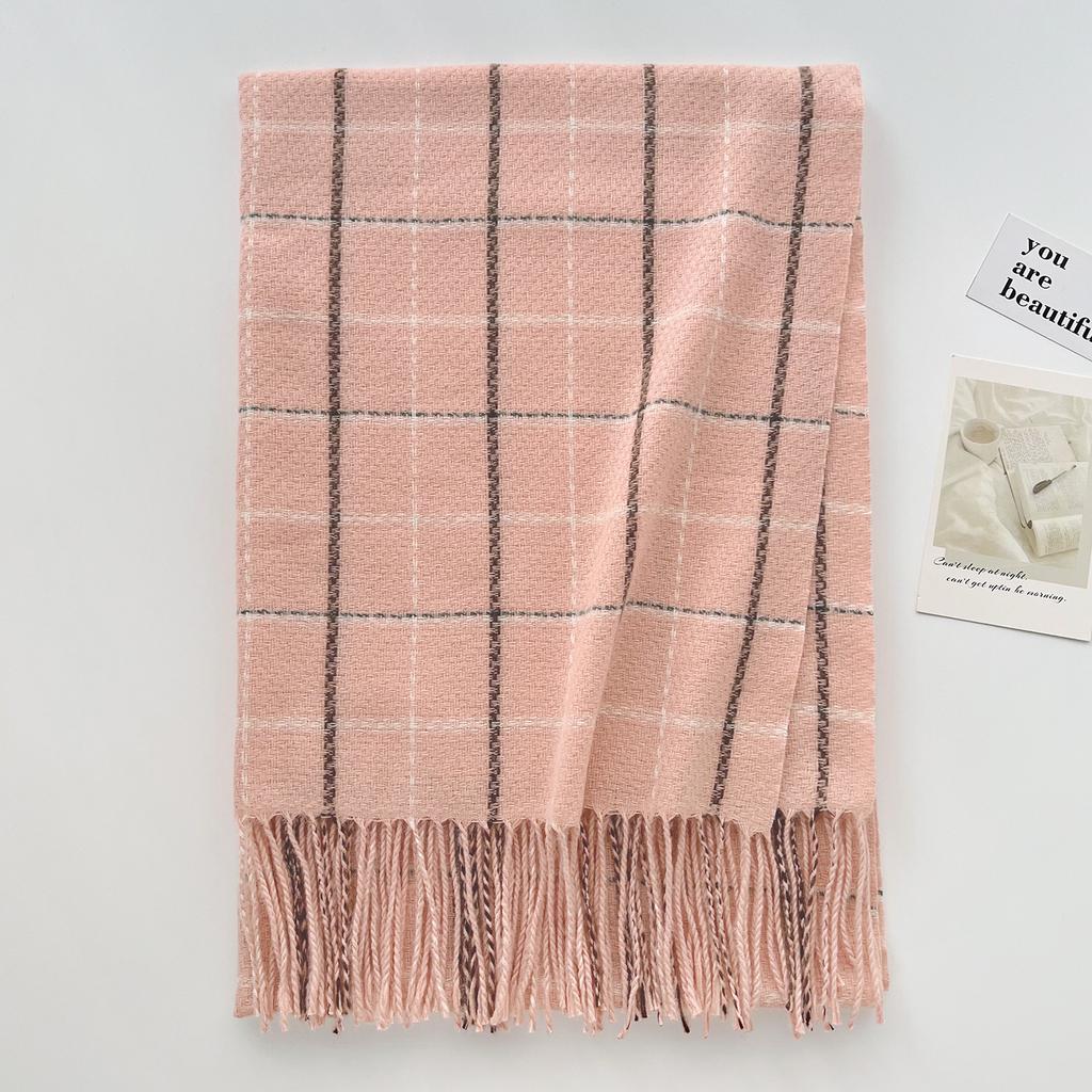 Maillard Couple Scarf Women's Winter New Korean Version Atmosphere Retro Versatile Plaid Warm Shawl