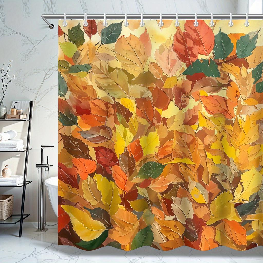 Herbstblätter Duschvorhang - Lebendige Herbstfarben & Naturdesign, Wasserdichte Heimdekoration Verleiht Ihrem Badezimmer Wärme