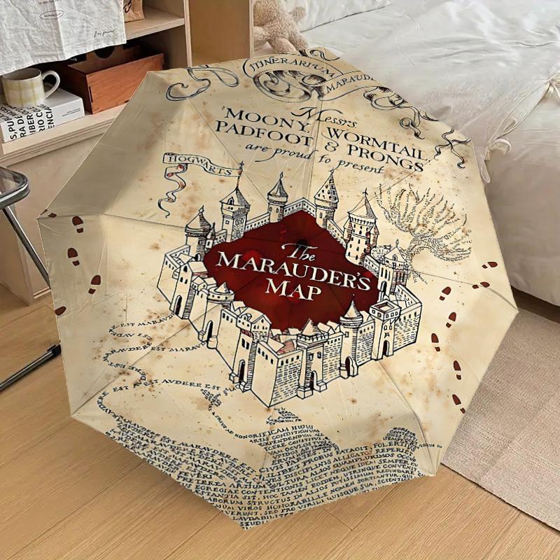 1PC MARAUDER'S MAP Umbrella-8-Rib Reinforced, Automatic Open, Lightweight & Durable, Cute Fashion Accessory for Outdoor, D2665