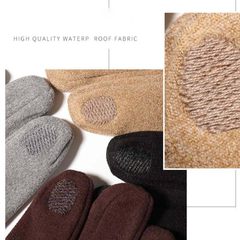 Winter Man Keep Warm Touch Screen Fashion Simple Windproof Gloves Plus Fleece Thickened Cycling Driving Outdoor Sports