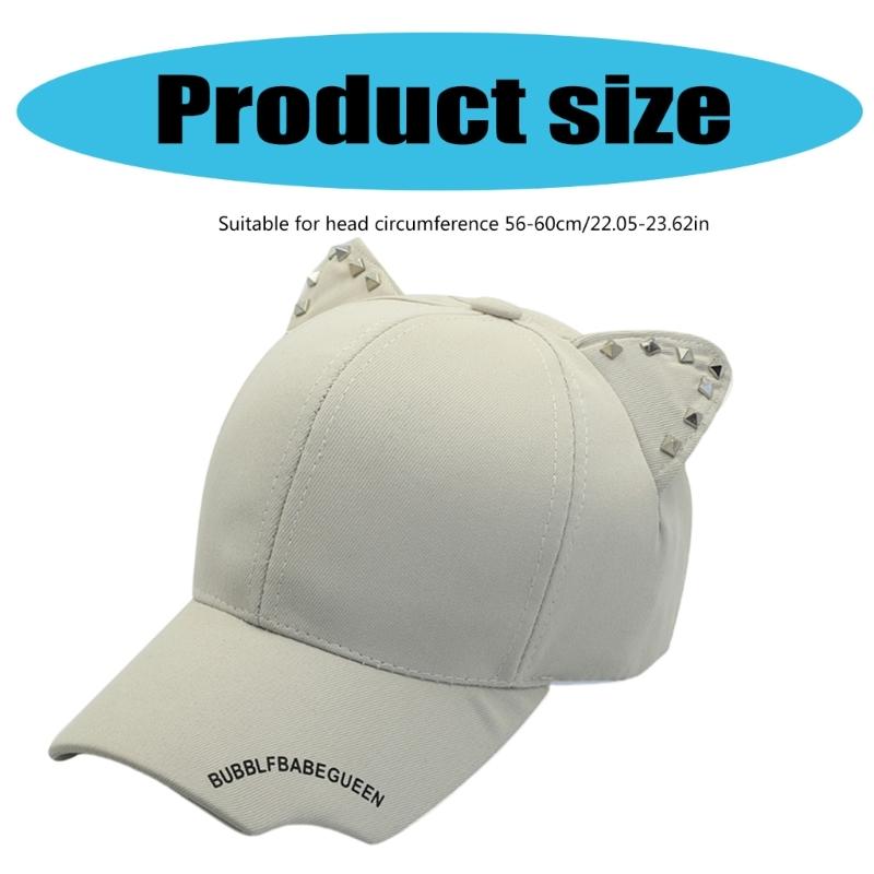 Fashion Cats Ear Hat Rivet Studded Baseball Hat for Adult Unisex All Matching Punk Hat for Party and Casual Wear