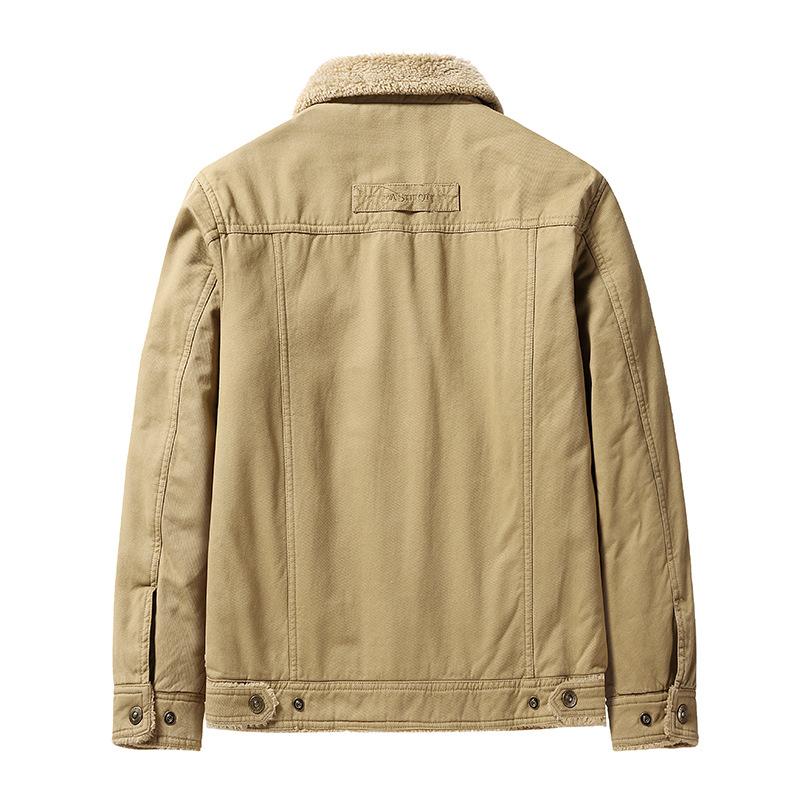 Autumn Winter Men Fleece Thick Warm Jacket Men Casual Windproof Coat Men Outwear Outdoor Fur Collar Jacket Men