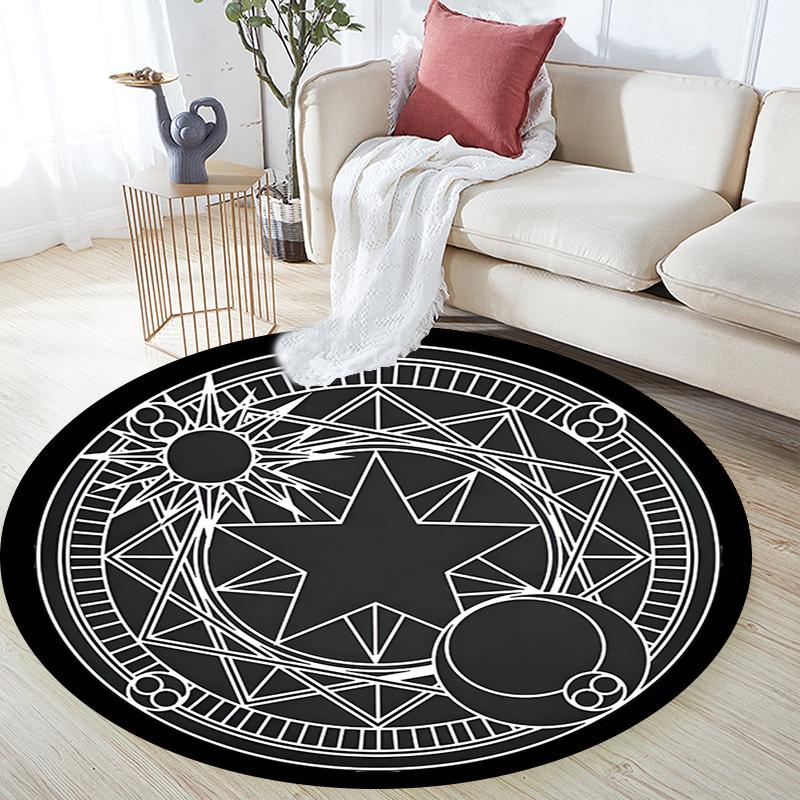 Cartoon Print Round Area Rug,Carpet Rug for Living Room Bedroom Sofa Playroom Decor,Non-slip Floor Mat
