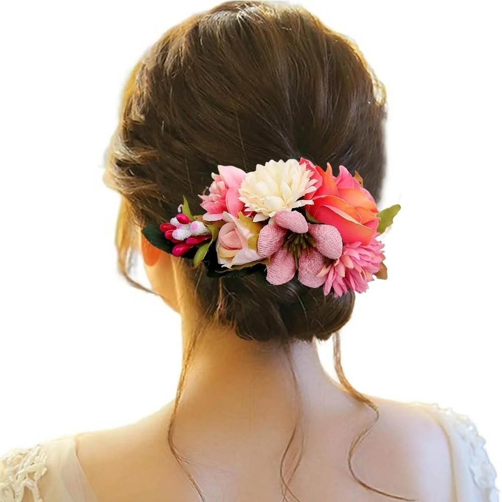 Simulation Floral Bridal Hair Accessories Vintage Bridesmaid Headwear Flower Hair Comb Festival