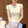 French Style Short-sleeved Women's Summer T-shirt Slim Round Neck Top