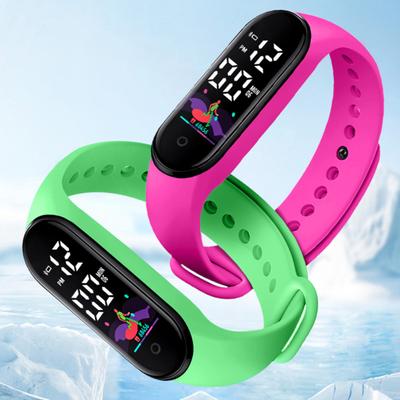 Fashion Sports Bracelet with LED Display Rounded Dial Adjustable Silicone Strap Digital Watch Student Children Electronic Watch Christmas Birthday