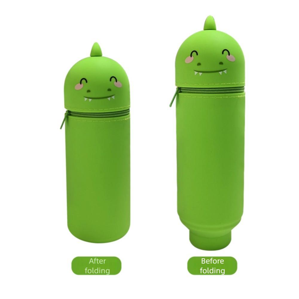 

Cartoon Foldable Pencil Case Silicone Animal Shape Pen Container Broken-resistant Rabbit Panda Pen Box for Students