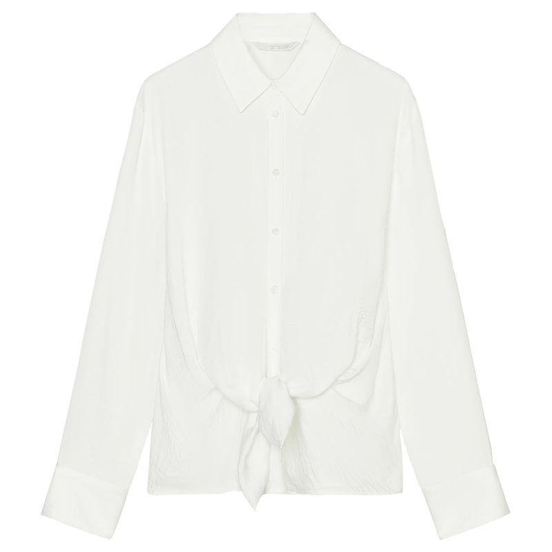 

Zaprha 2025 New Arrival Bow Tie Drape Loose Long Sleeves Lapel Casual Shirt Women Easiest for Match Slim Looking 2298057 White L