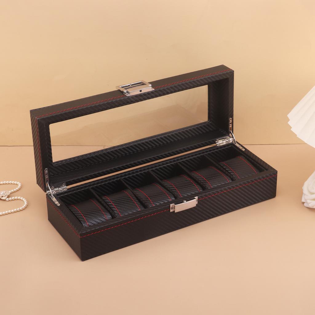 3/6/10/12 Grids Luxury Carbon Fiber Watch Boxes Watch Organizers Top Quality Boxes for Men Women Watches Jewelry Display