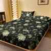 Simple 1 Modern Plant Flower Printed Matte Fitted Sheet, Bedroom Printed Bed Cover, Bedding Excluding Pillowcases