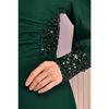 Pearl Detail Evening Dress Emerald Asm2553
