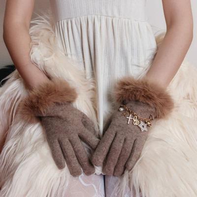 Guanti di lana Eireve FUR&BRACELET (BEIGE)