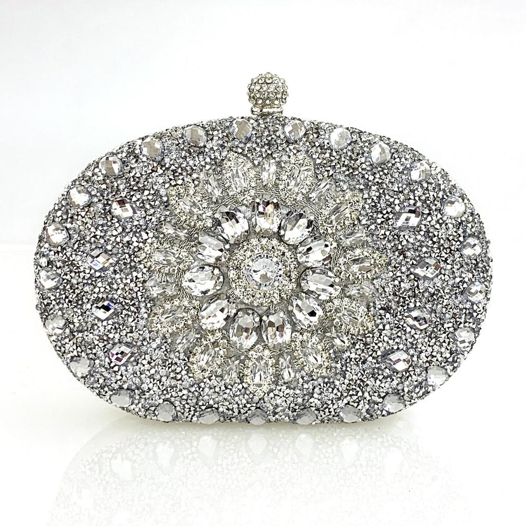 Women's Sparkly Rhinestone Glitter Clutch Purse Evening Handbag Shoulder Bag for Wedding Party Prom Crossbody Bag With Chain Evening Bag for Women