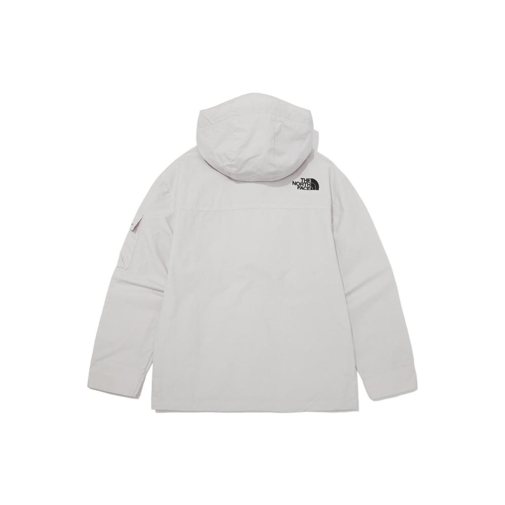 The North Face Letter Logo Printed Hooded Windbreaker Multi-Pocket Jacket Men jackets Gray NJ3BP01L