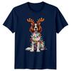 Christmas Dog Antlers Lights Unisexs TShirt Unisexs Tee Festive Graphic Top