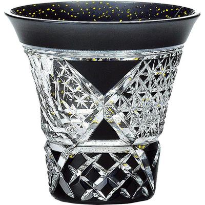 Toyo Sasaki Glas Yachiyo Kiriko Black Cup Zaun Sake/Guinomi (Bambusmuster)