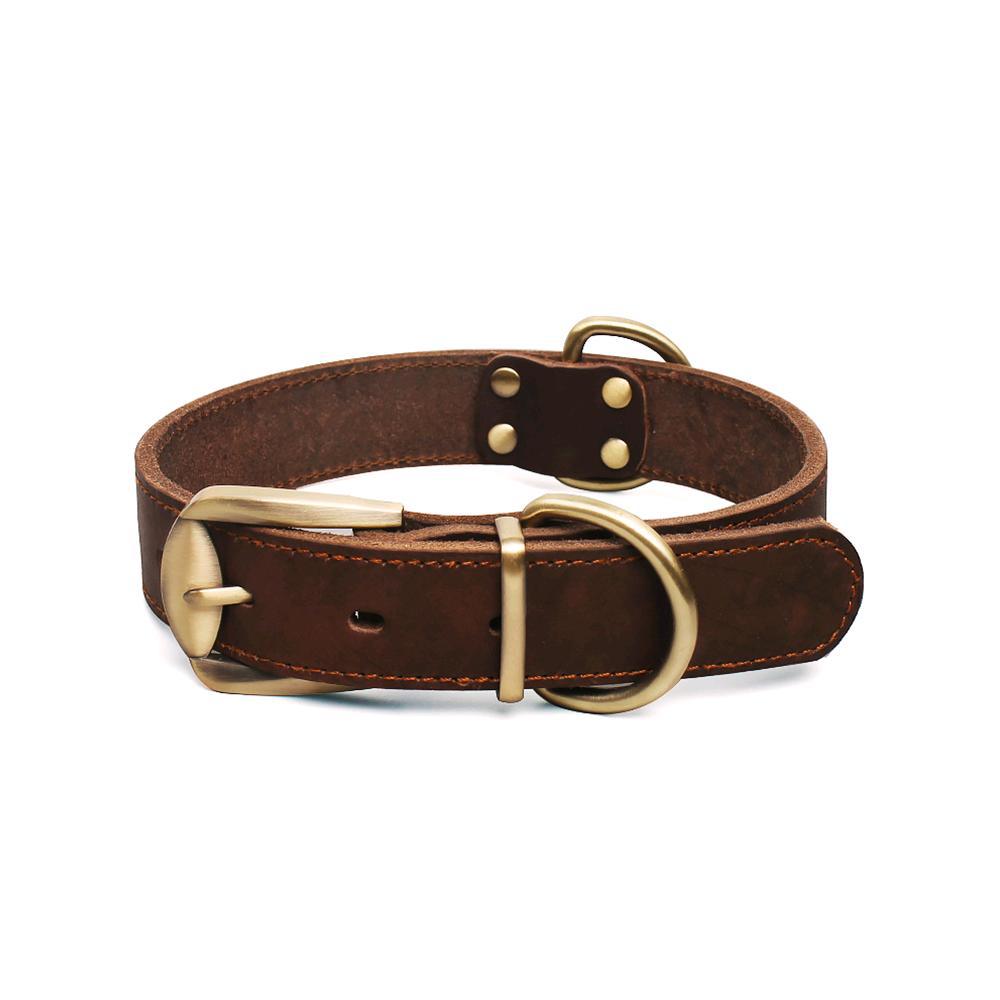 Hund Rindsleder Halsband Hund Halsband Retro Kupfer Hakenkopf Mittlere und große Hunde Haustierprodukte Langlebig und atmungsaktiv