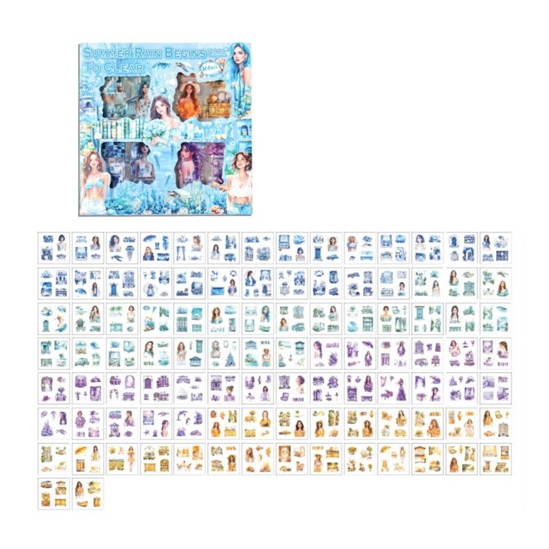 Seasonal Flower PET Sticker Aesthetic Sticker for Scrapbooking Notebook Journal Water Bottle Laptop Skateboard Packaging