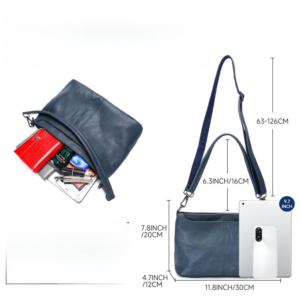 Genuine Leather Bag Top-grain Cowhide Handbag Fashionable Middle-aged Women's Bag Single-shoulder Crossbody Bag