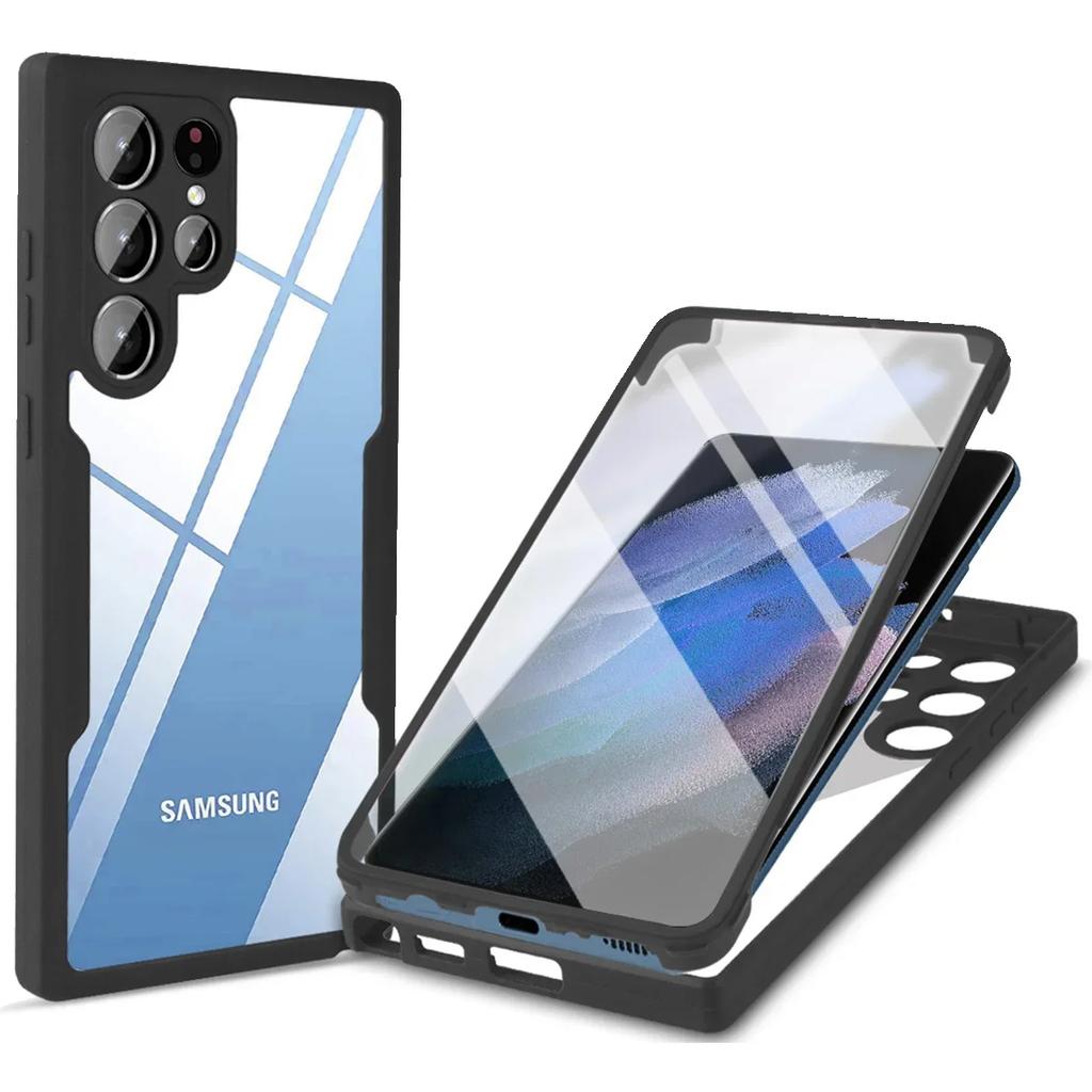 360 Clear Case for Samsung Galaxy S21 S22 S23 Plus S25 S24 Ultra A56 A36 A26 A16 A06 A55 A36 AA54 Screen Full Protection Cover