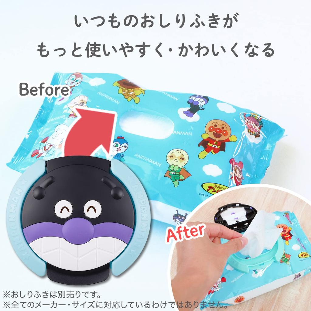 LEC Anpanman Wet Wipes Baikinman Peel and Also for Baby Wipes Lid, (Reusable, Stick)