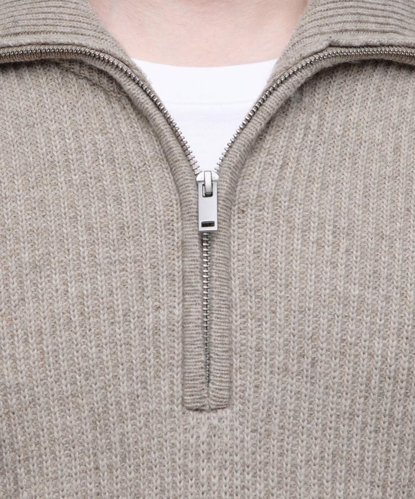 Musinsa Standard Relaxed Ribbed Half Zip Knit [Oatmeal]