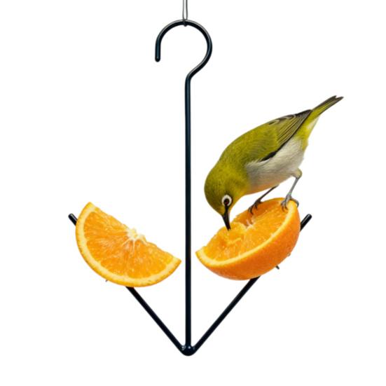 Oriole Bird Feeder Outdoor Hanging Orange Fruit Food Holder with Hook Weather-proof Outside Garden Metal Hummingbird Feeding Device