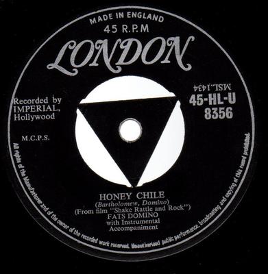 7inch Record FATS DOMINO - Honey Chile / Don't You Know 45HLU8356 London Records 1956 UK Blues Used