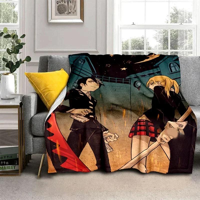 Anime Soul Eater Throw Blanket Soft Cozy Flannel Blanket for Sofa Bed Office Travel Camping Home Decor Gift