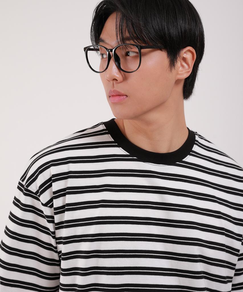 Dibellobeu Double Stripe Round Short Sleeve T-Shirt_Ivory