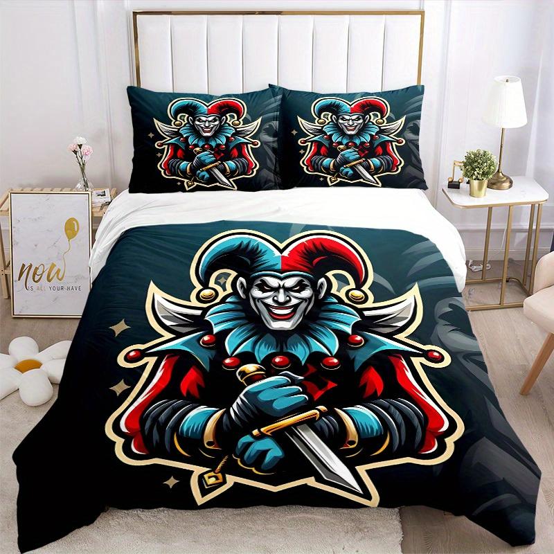 3pcs set Jester Knight 1 Quilt Cover + 2 Pillowcases, All Seasons Bedroom Setting, Perfect for Home and Dorm Decor a150