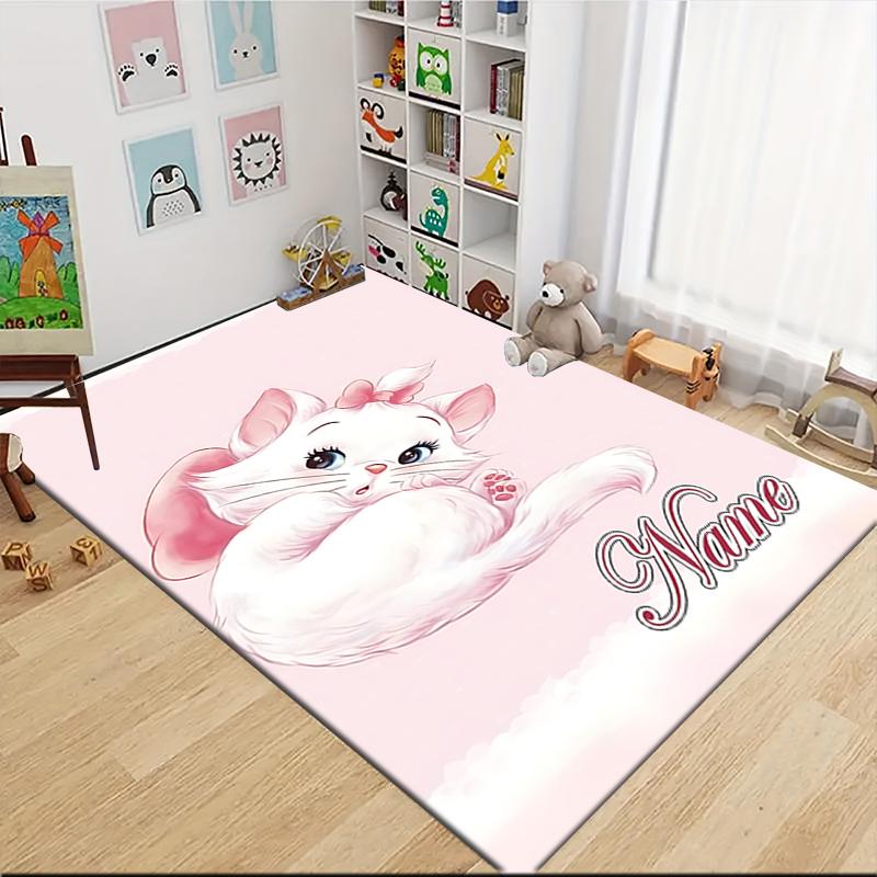 Custom Name Cheshire Cat Hearts Theme Carpet Rug Customizable Soft Washable Anti-Slip Home Living Room Sofa Mats Personalized Rug. 0909416