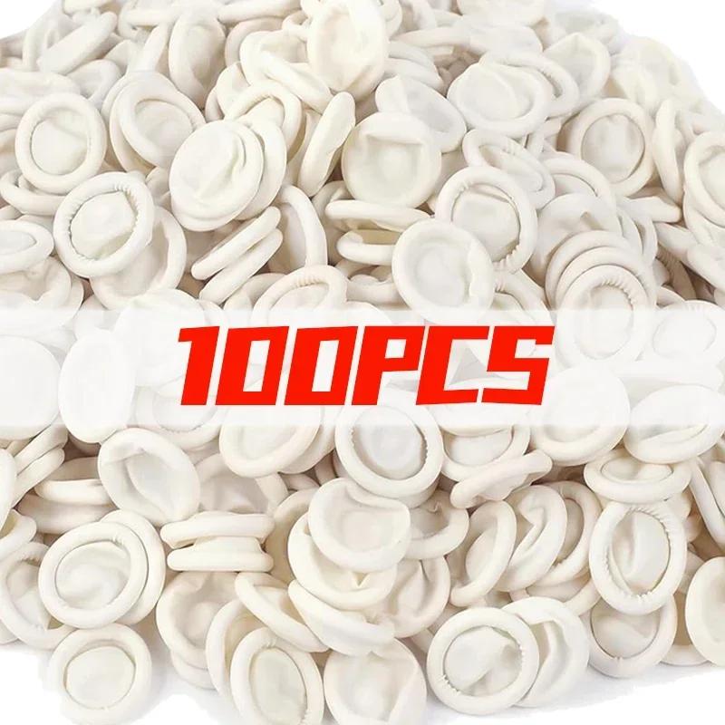 100/300PCS White Disposable Latex Finger Covers Non-slip Anti-static Finger Cots Fingertip Protector Thumb Sleeve Nail Art Tools