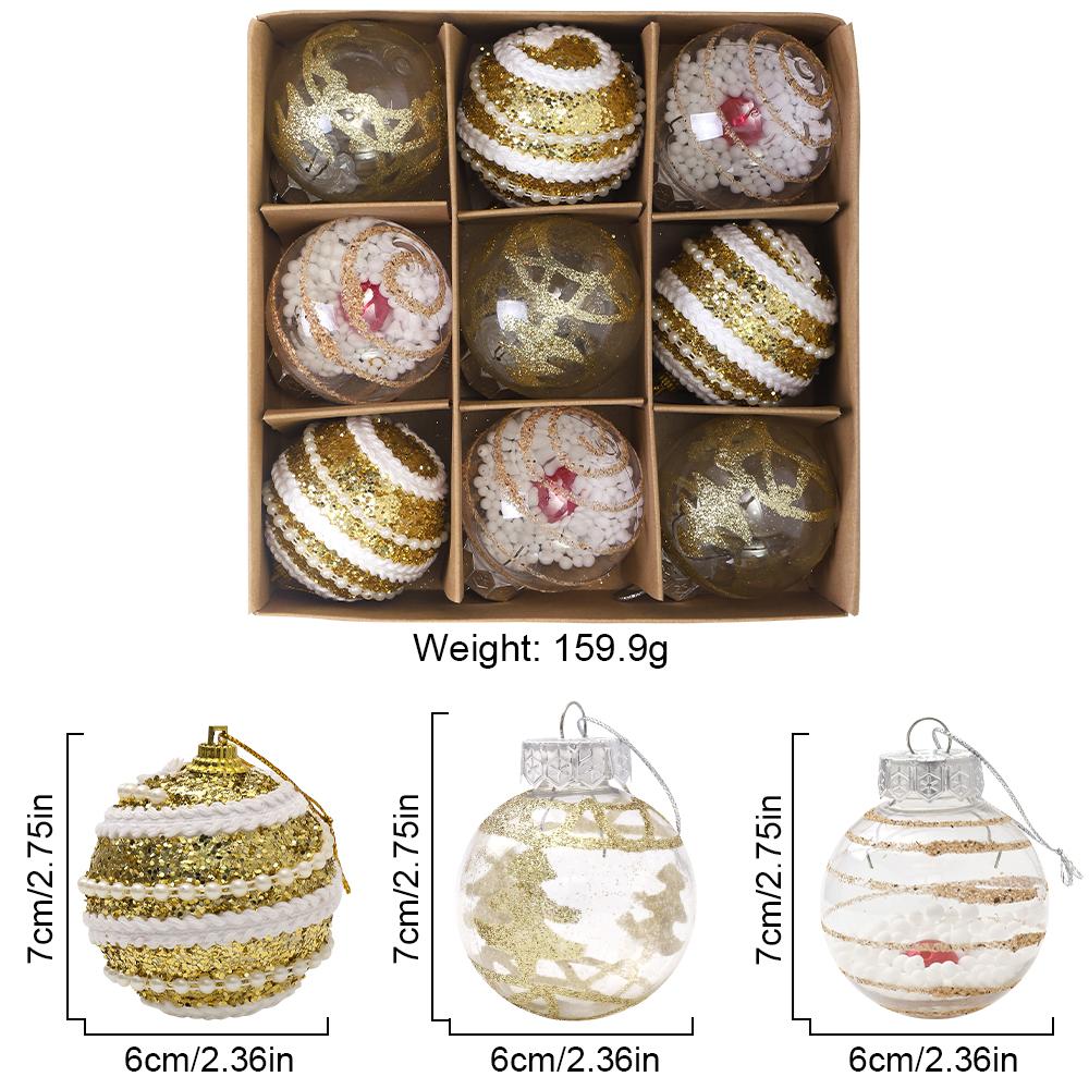 9Pcs 7CM Christmas Balls Christmas Tree Decoration Hanging Pendants Ornaments Party Home Decor 2025 New Year Navidad Gift Decor