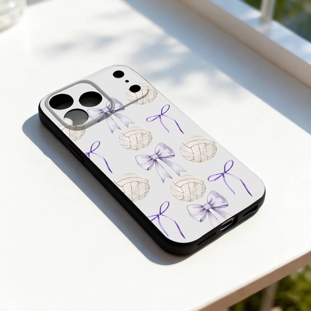 Volleyball Painted Cute Phone Case Silicone Black Soft For iPhone 17,16,15,14,13,12,11,Pro,Max,Plus,E,SE4,Air,Mini iPhone16pro