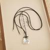 Black Cord Heart Pendant Necklace Polka Dot Charm Drop Heart Necklace Sweater Necklace  For Women