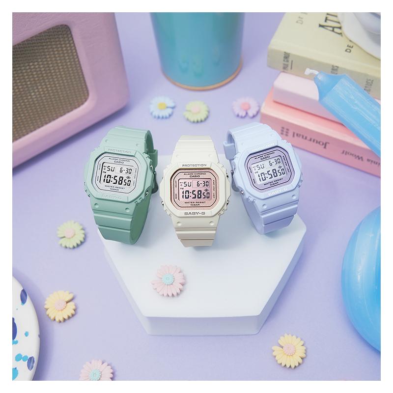 Casio BABY-G BGD-565 Series Spring and Summer Macaron Color Electronic Movement Resin Strap Japanese and Korean Watch Unisex Style Gray BGD-565SC-3PR