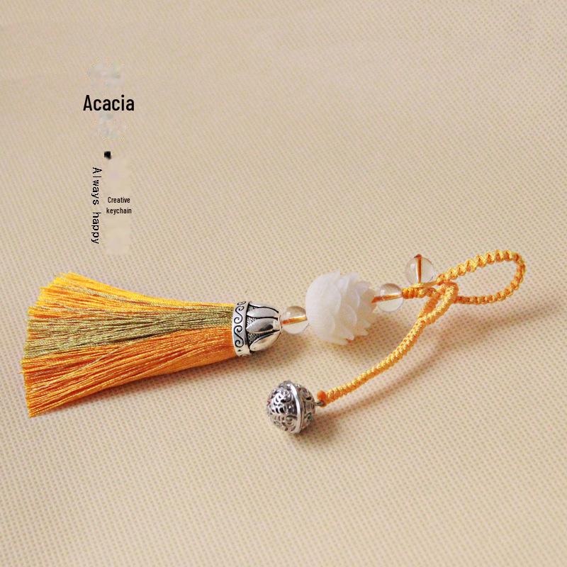 Elegant Lotus & Palace Bell Tassel Keychain Pendant for Bags & Cars
