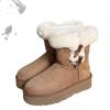 Thick-soled snow boots, integrated fur, winter new horn buckle, medium tube, piled and thickened warm cotton shoes, women's Sangpo