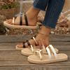 Summer women's flat bottomed casual one line color blocked fashionable beach slippers