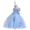 2024 One-Shoulder Puffy Princess Dress with Mesh Embroidery and Pearls for Girls