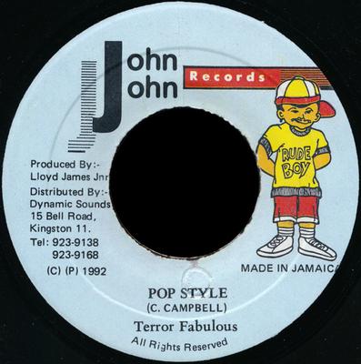 7-tums Skiva TERROR FABULOUS - Popstil INGEN John John Recor 1992 Jamaica Reggae, Ska & Dub Begagnad