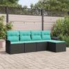 Garden Sofa Set with Storage 5 pcs Black Poly Rattan