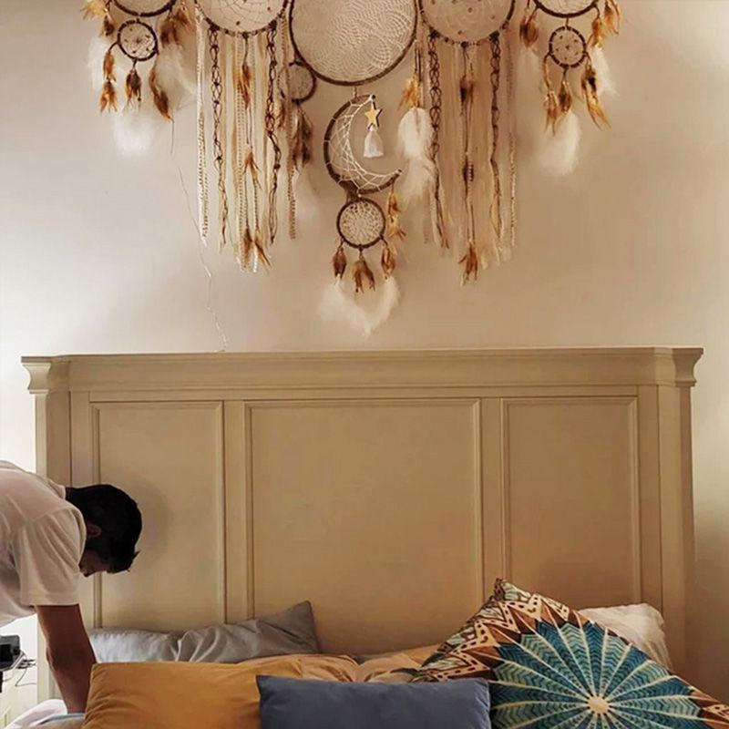 Handmade Indian Dream Catcher Feather Wind Chime - Creative Wall Hanging for Bedroom or Homestay Decoration