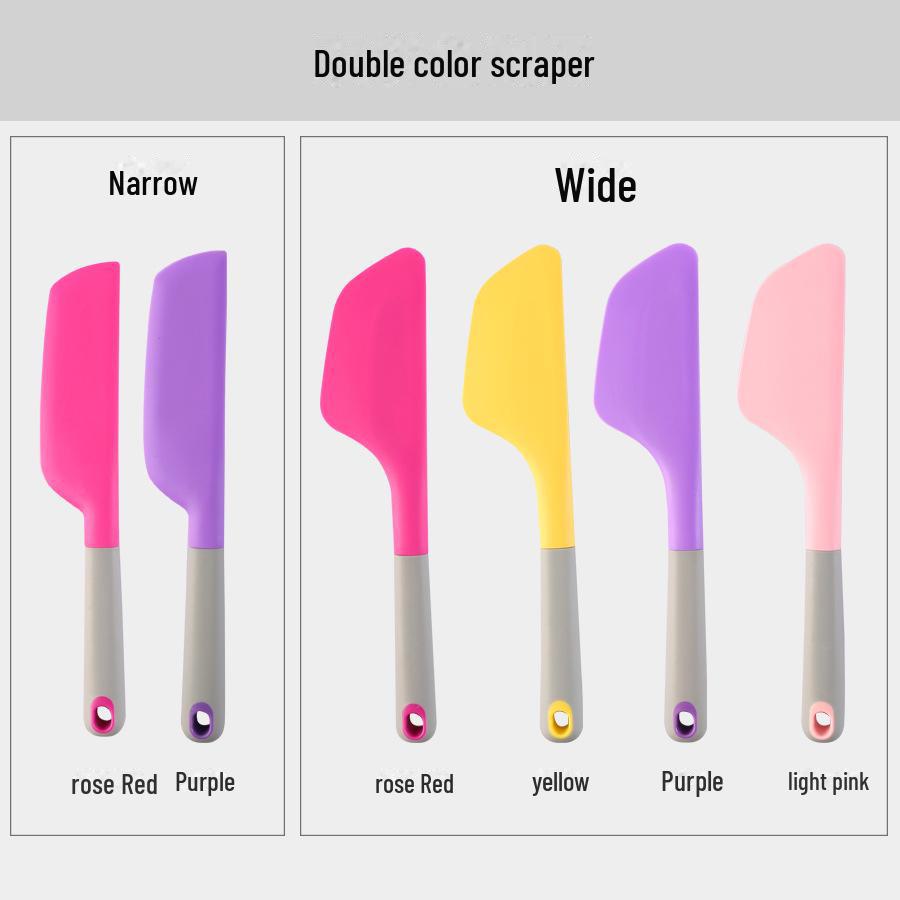 Pişirme ve Karıştırma için Yeni Çift Renkli Silikon Kazıyıcı Spatula